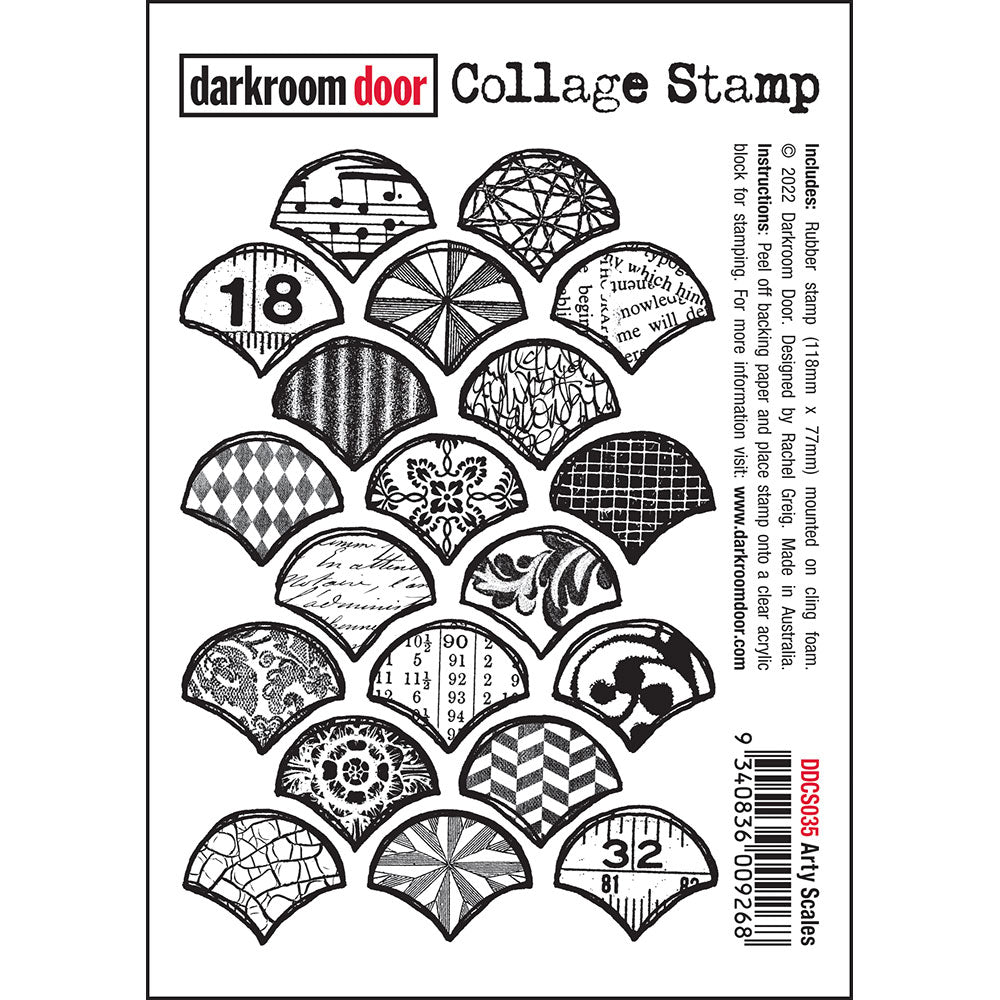 Darkroom Door Collage Rubber Stamp Arty Scales 118mm x 77mm