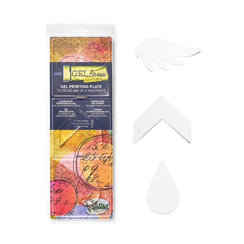 Gel Press Petites Printing Plates Wing Chevron Drop 3pc Chevron Flight