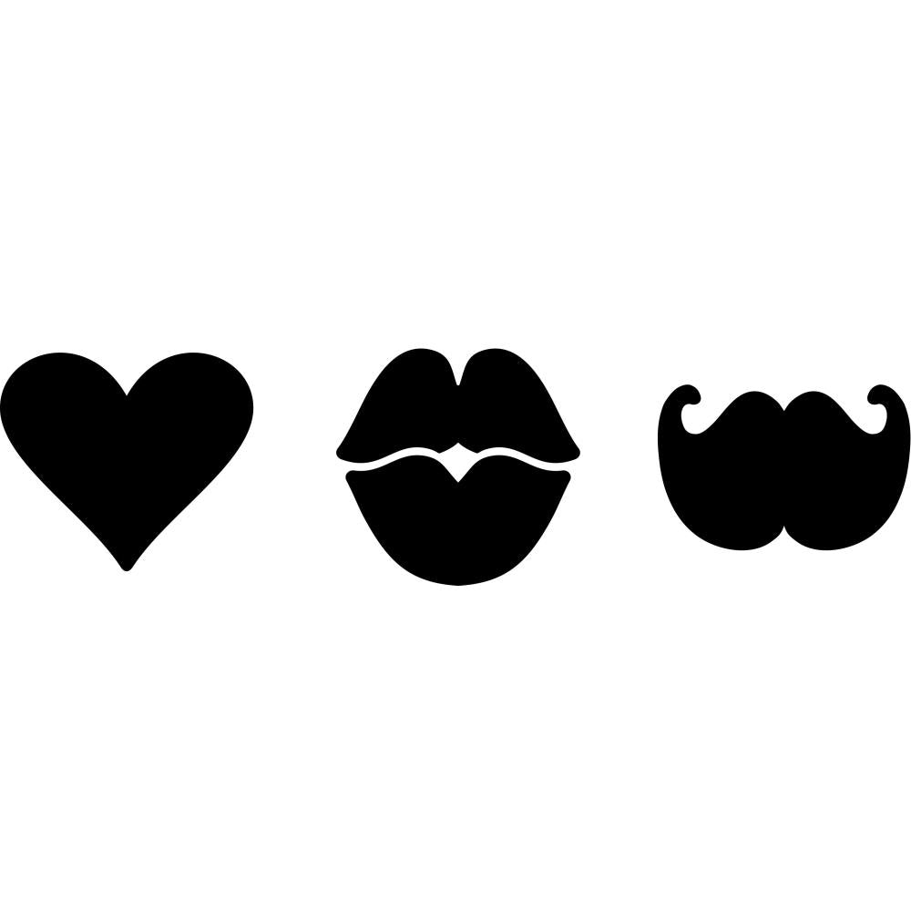 Gel Press Petites Printing Plates Heart Kiss Lips Moustache 3pc Lovely Days