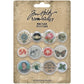 Tim Holtz idea-ology Adornments Mini Flair Vintage Style Buttons 12pc
