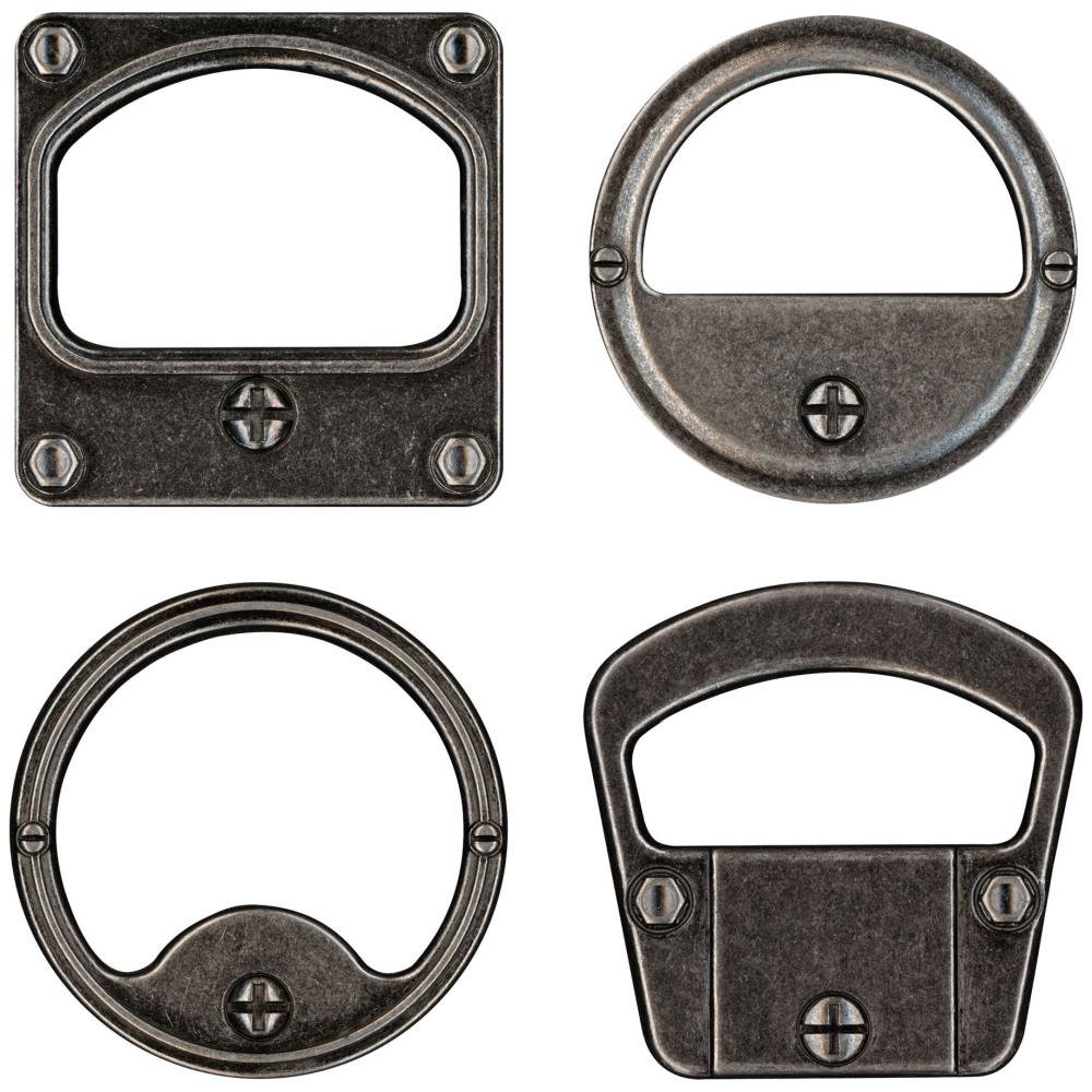 Tim Holtz idea-ology Gauge Frames Antique Nickel Finish Metal 4pc