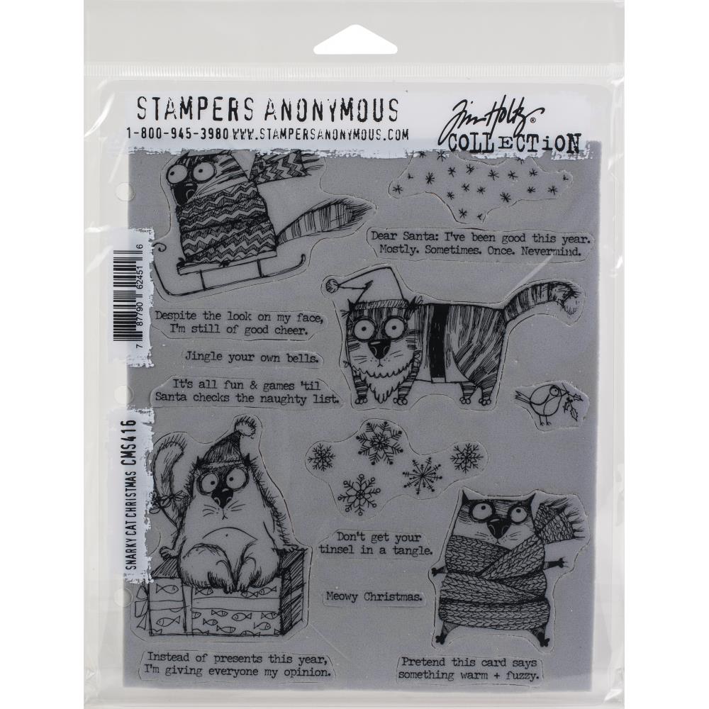 Tim Holtz Collection Rubber Stamps Snarky Cat Christmas Stampers Anonymous