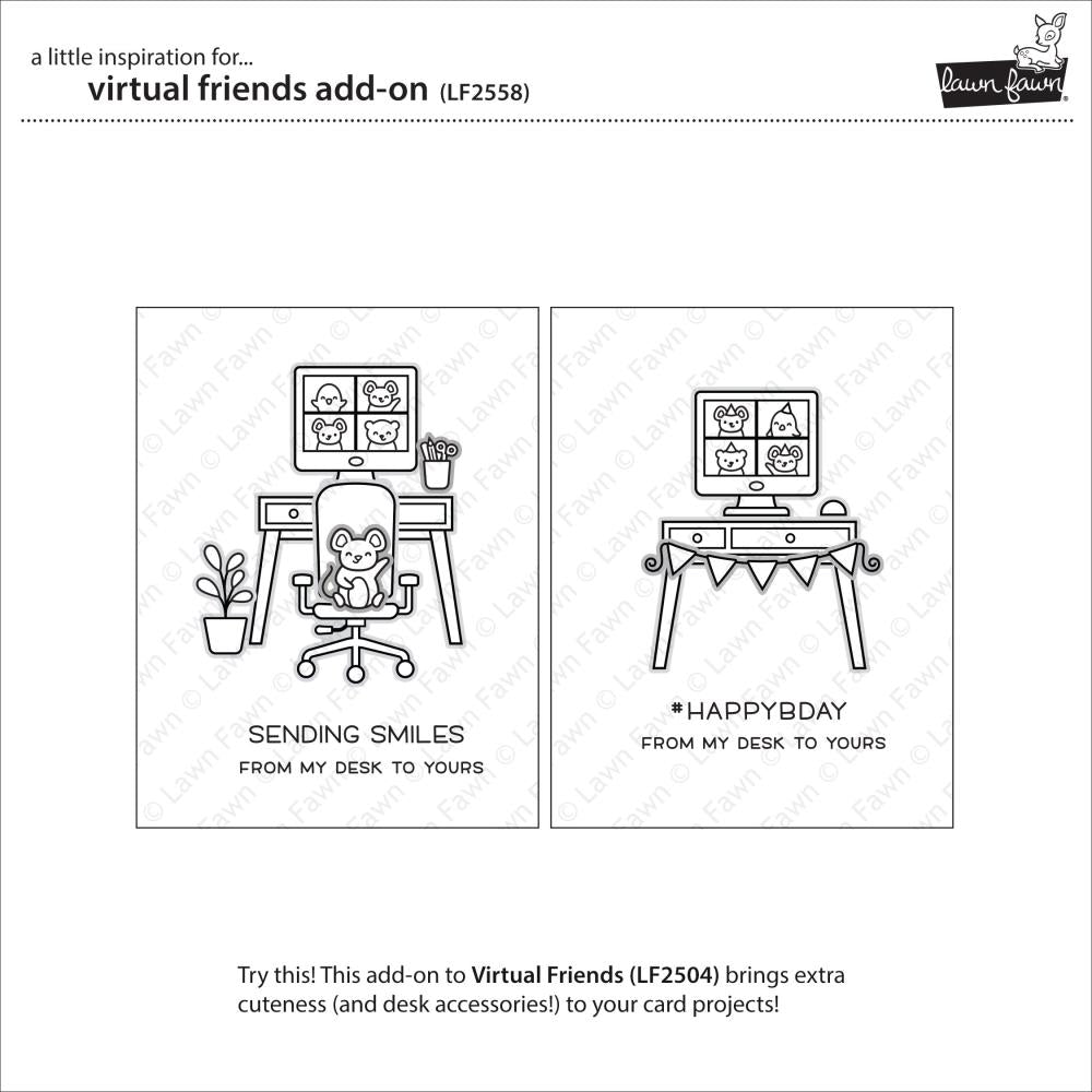 Lawn Fawn Clear Stamps Virtual Friends Add-On 12pc LF2558