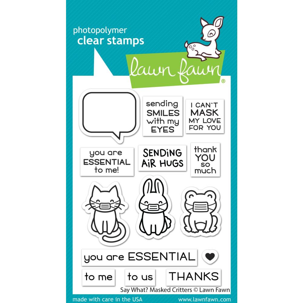 Lawn Fawn Clear Stamps Say What? Masked Critters 14pc LF2560