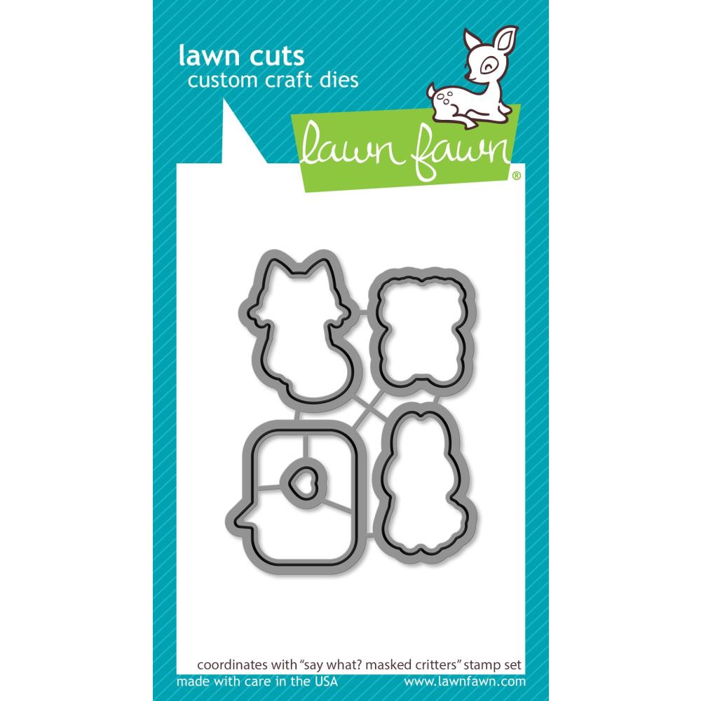 Lawn Fawn Cuts Custom Craft Dies Say What? Masked Critters 5pc LF2561