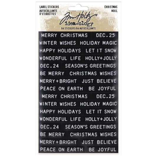 Tim Holtz idea-ology Label Stickers Christmas Adhesive Backed 64pc