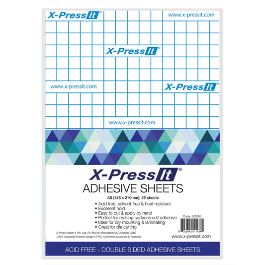 X-Press It Double Sided Tape Adhesive Sheets A5 - 25 Sheets Pack