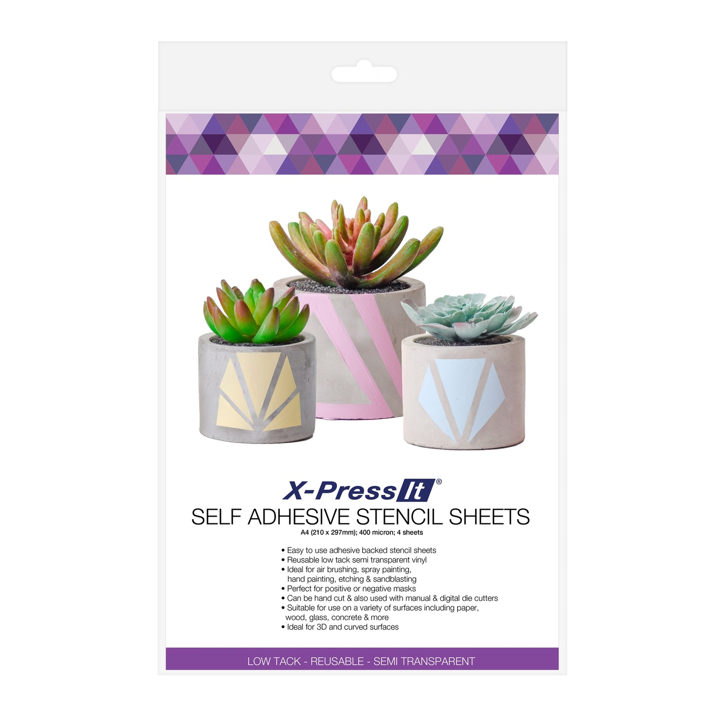 X-Press It Self Adhesive Stencil Sheets A4 - 400 micron 4 Sheets Pack