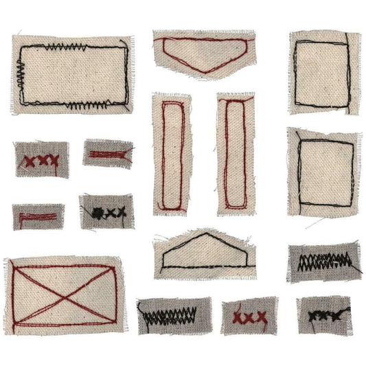 Tim Holtz idea-ology Stitched Scraps Basics 16 pieces Fabric Scraps