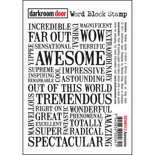 Darkroom Door Word Block Rubber Stamp Awesome 118mm x 80mm