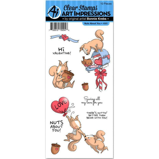 Art Impressions Nuts About You Clear Stamps Valentines 10pc