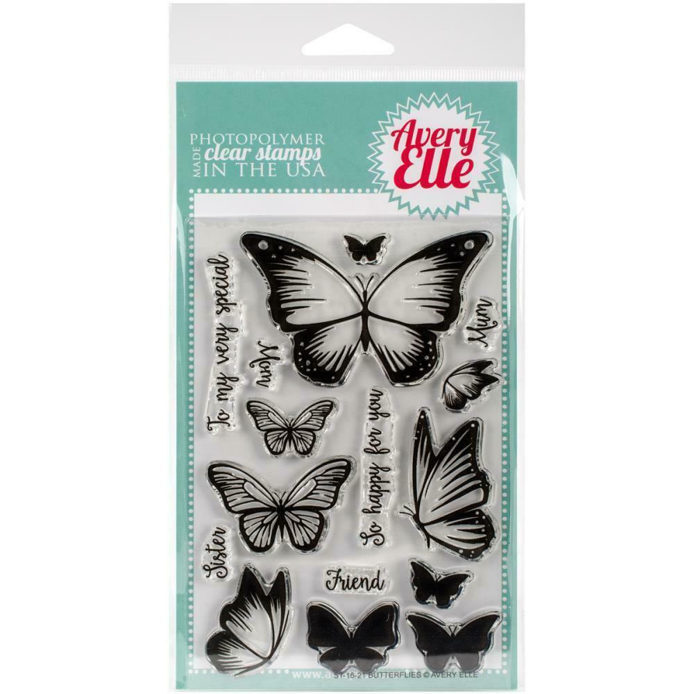 Avery Elle Butterflies Photopolymer Clear Stamps Made in USA