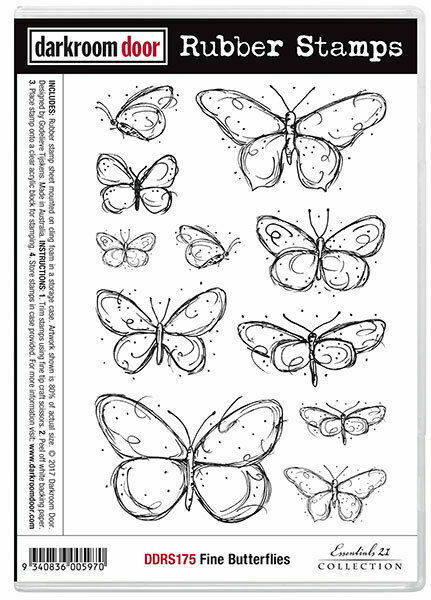 Darkroom Door Rubber Stamp Set Fine Butterflies