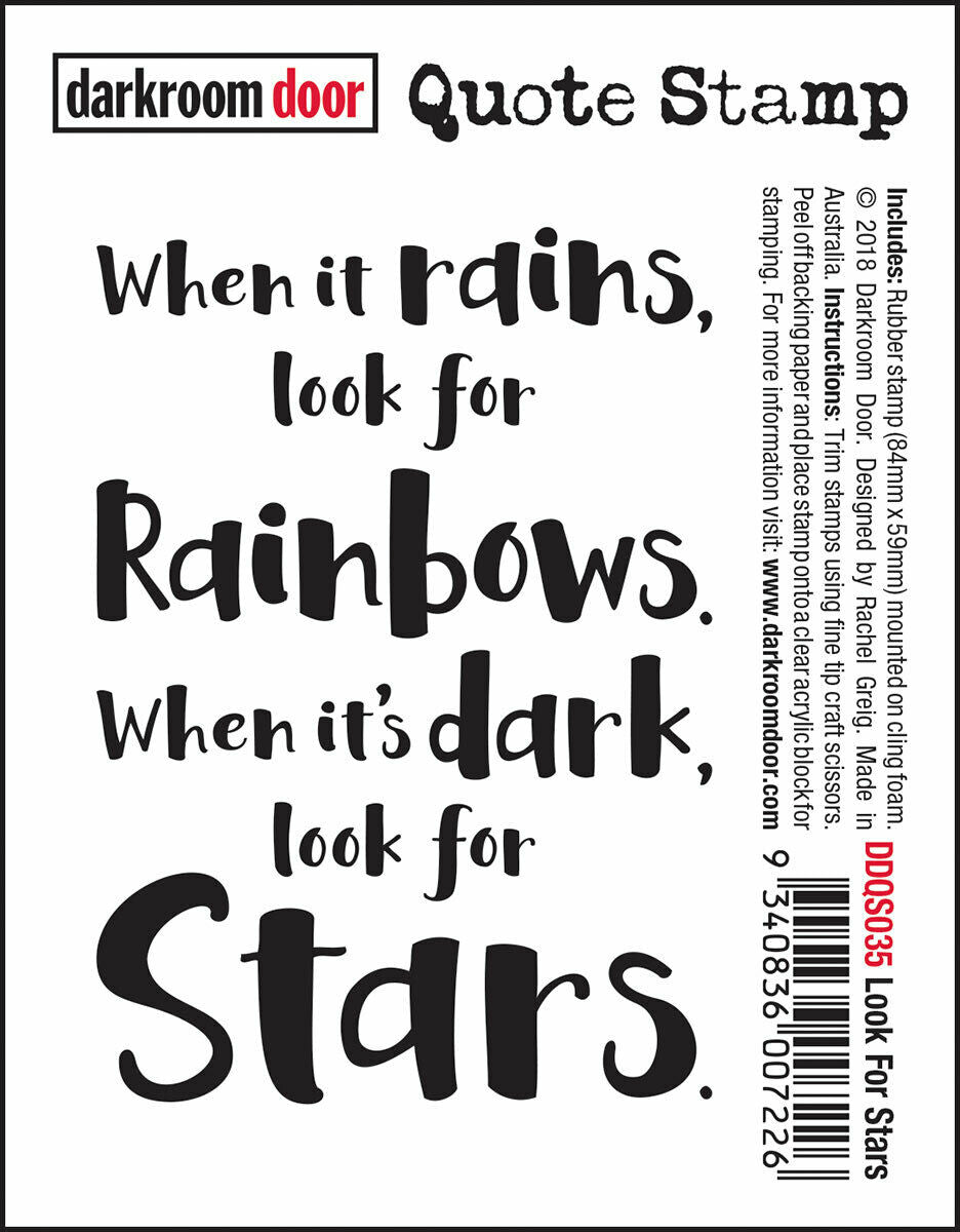 Darkroom Door Quote Rubber Stamp Look For Stars 59mm x 84mm