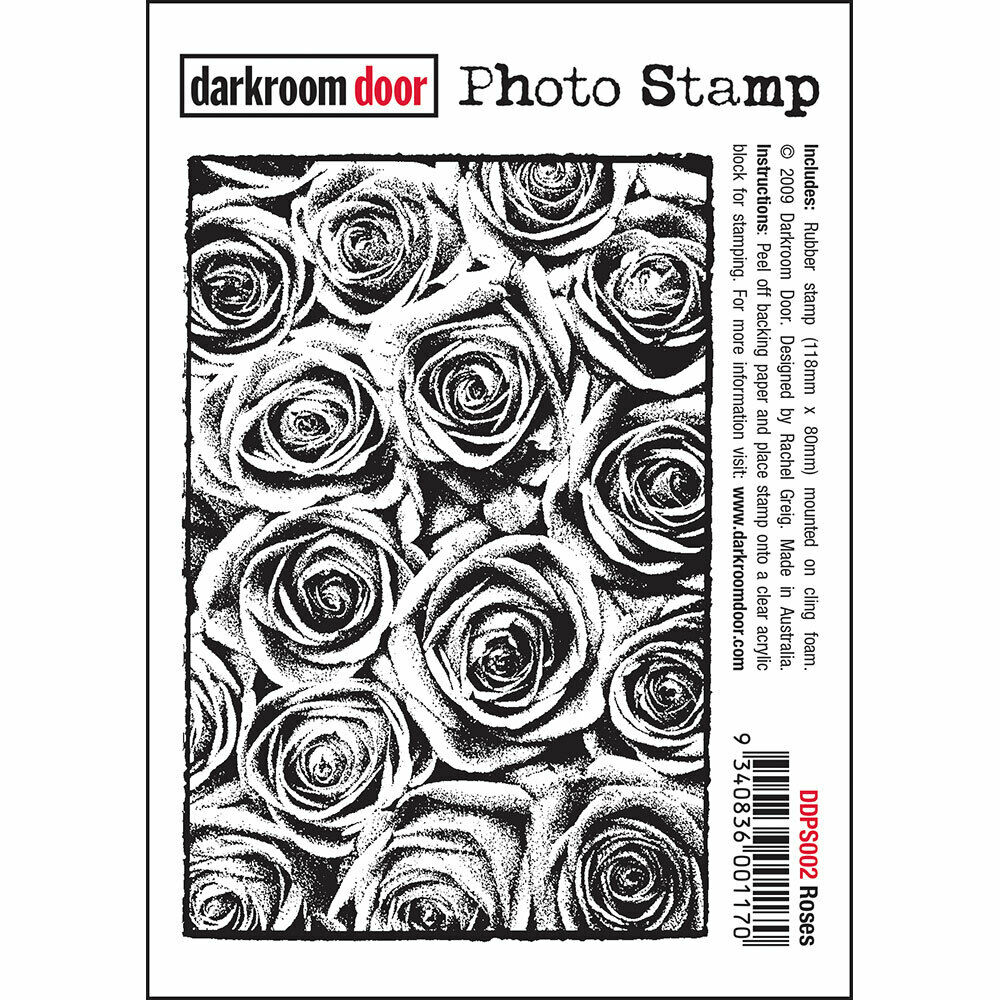 Darkroom Door Photo Rubber Stamp Roses - 118mm x 80mm