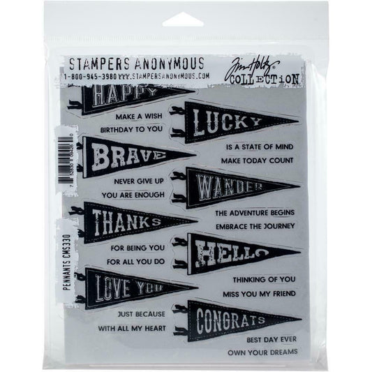 Tim Holtz Rubber Stamps Pennants Sentiments Stampers Anonymous