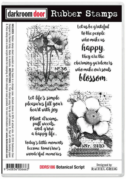 Darkroom Door Rubber Stamp Set Botanical Script