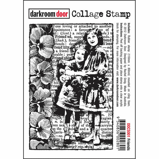 Darkroom Door Collage Rubber Stamp Friends 118mm x 80mm