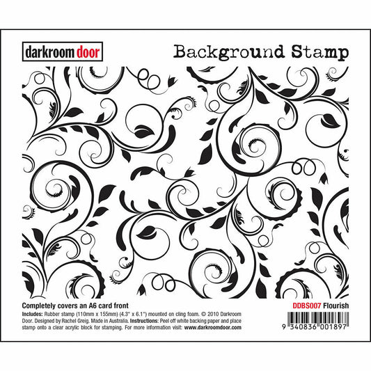 Darkroom Door Background Rubber Stamp Flourish 110mm x 155mm