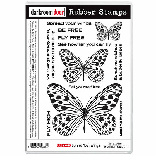 Darkroom Door Rubber Stamp Set Spread Your Wings