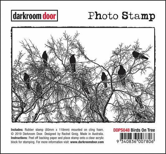Darkroom Door Photo Rubber Stamp Birds on Tree - 118mm x 80mm