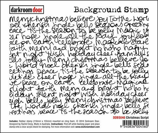 Darkroom Door Background Rubber Stamp Christmas Script 110mm x 155mm
