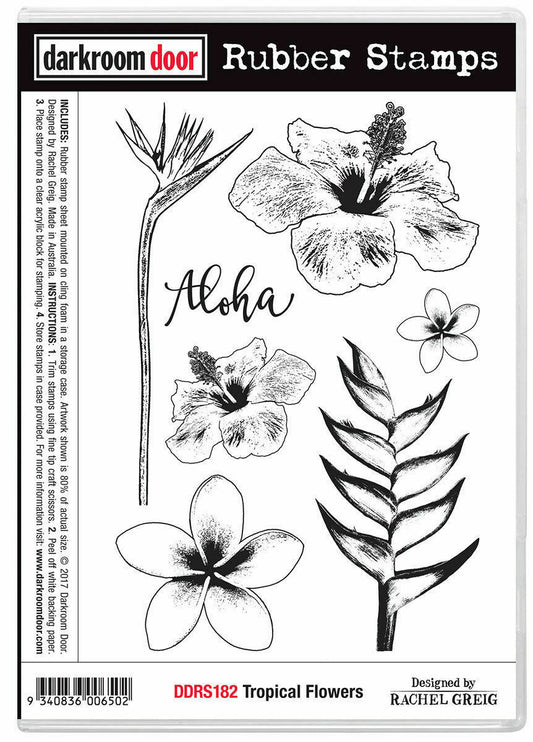 Darkroom Door Rubber Stamp Set Tropical Flowers