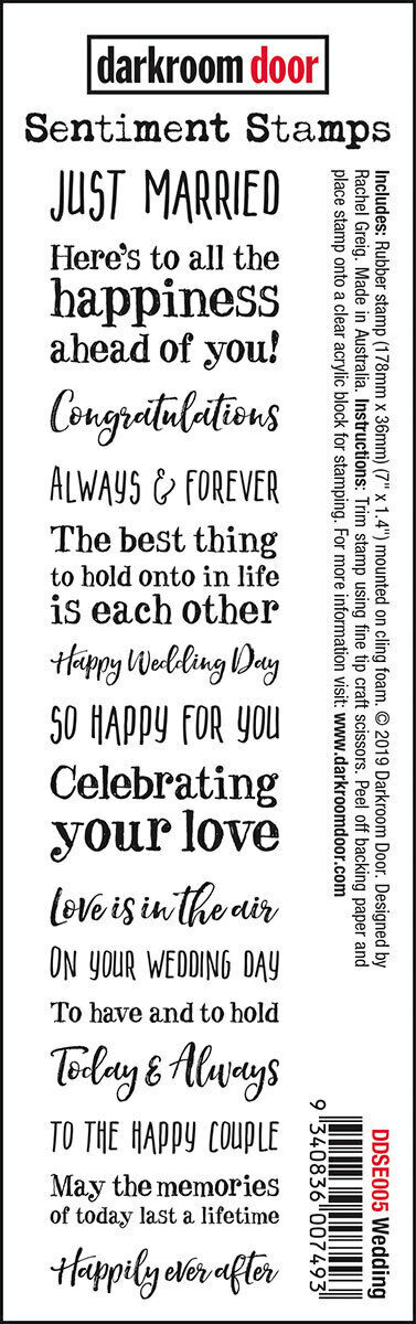 Darkroom Door Sentiment Rubber Stamp Wedding 36mm x 178mm