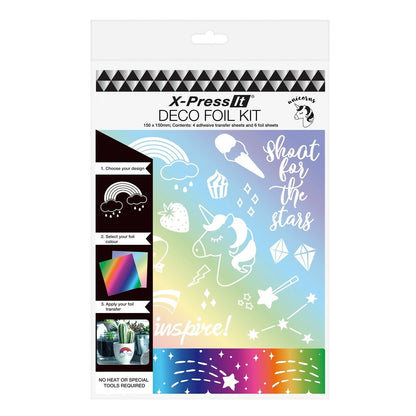 X-Press It Deco Foil Kit - Adhesive Transfer/Foil Sheets - 4 Designs available