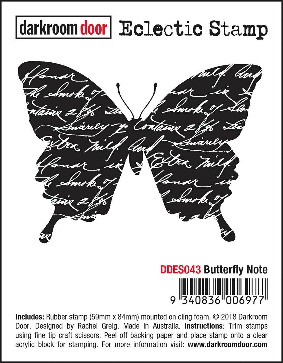 Darkroom Door Eclectic Rubber Stamp Butterfly Note