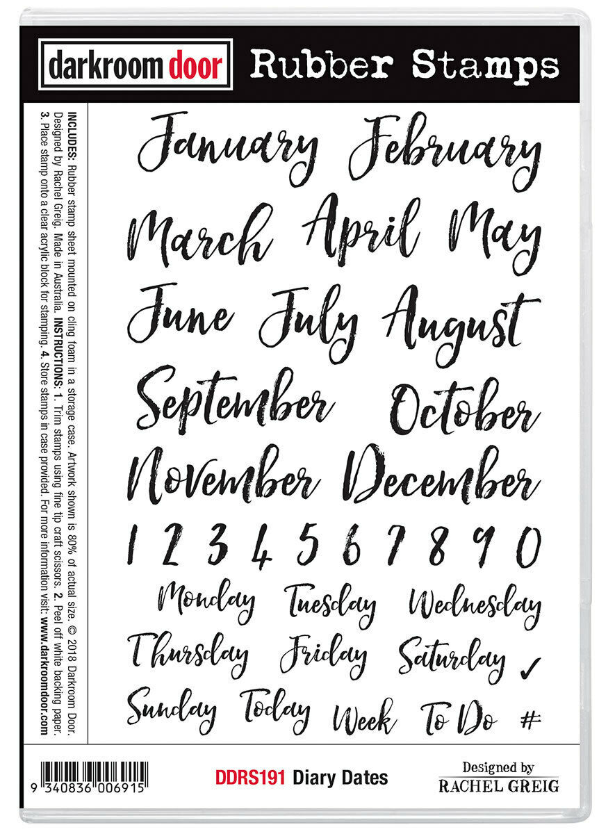 Darkroom Door Rubber Stamp Set Diary Dates