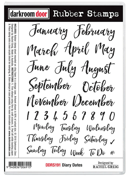 Darkroom Door Rubber Stamp Set Diary Dates