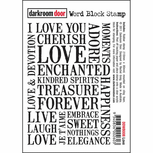 Darkroom Door Word Block Rubber Stamp Love 118mm x 80mm