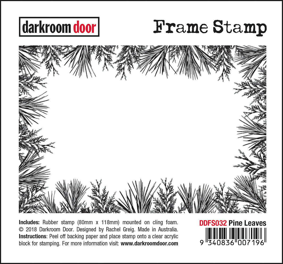 Darkroom Door Frame Pine Leaves Rubber Stamp 80mm x 118mm