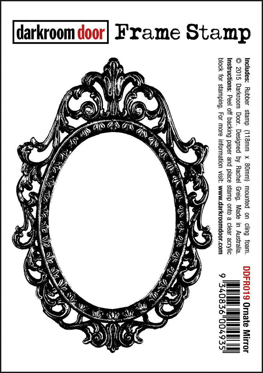 Darkroom Door Frame Ornate Mirror Rubber Stamp 80mm x 118mm