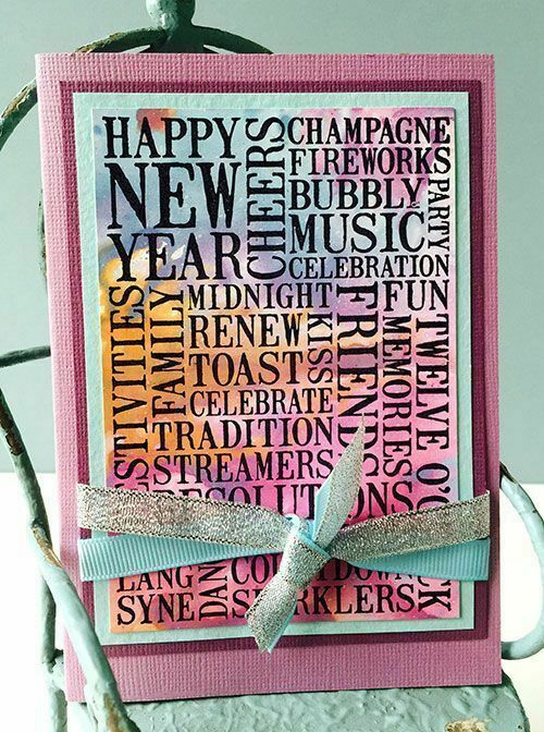 Darkroom Door Word Block Rubber Stamp Happy New Year 118mm x 80mm
