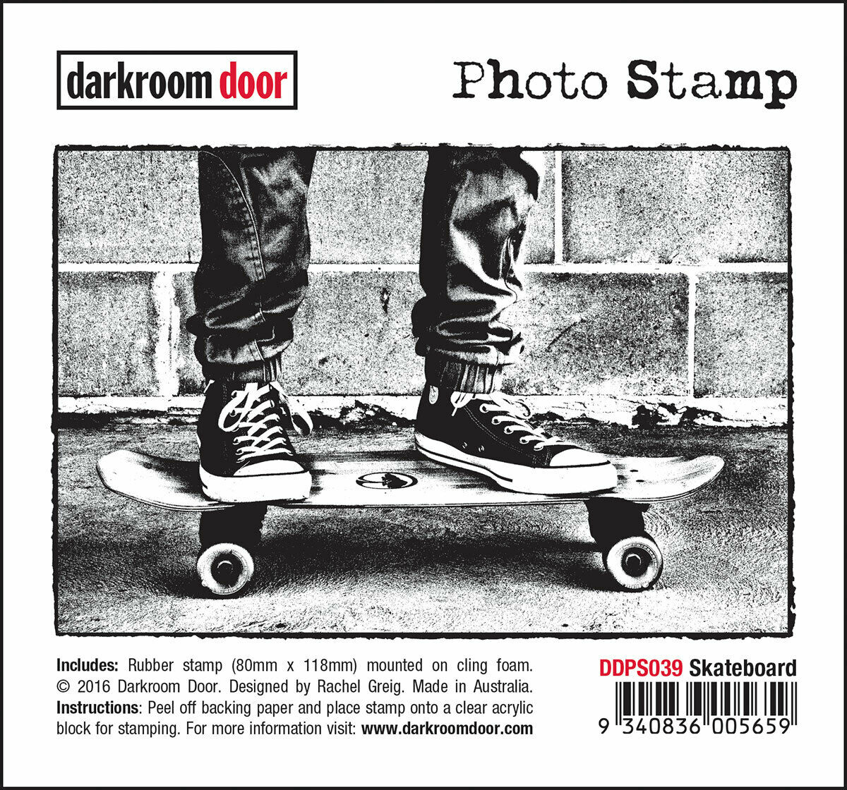 Darkroom Door Photo Rubber Stamp Skateboard - 80 x 118mm