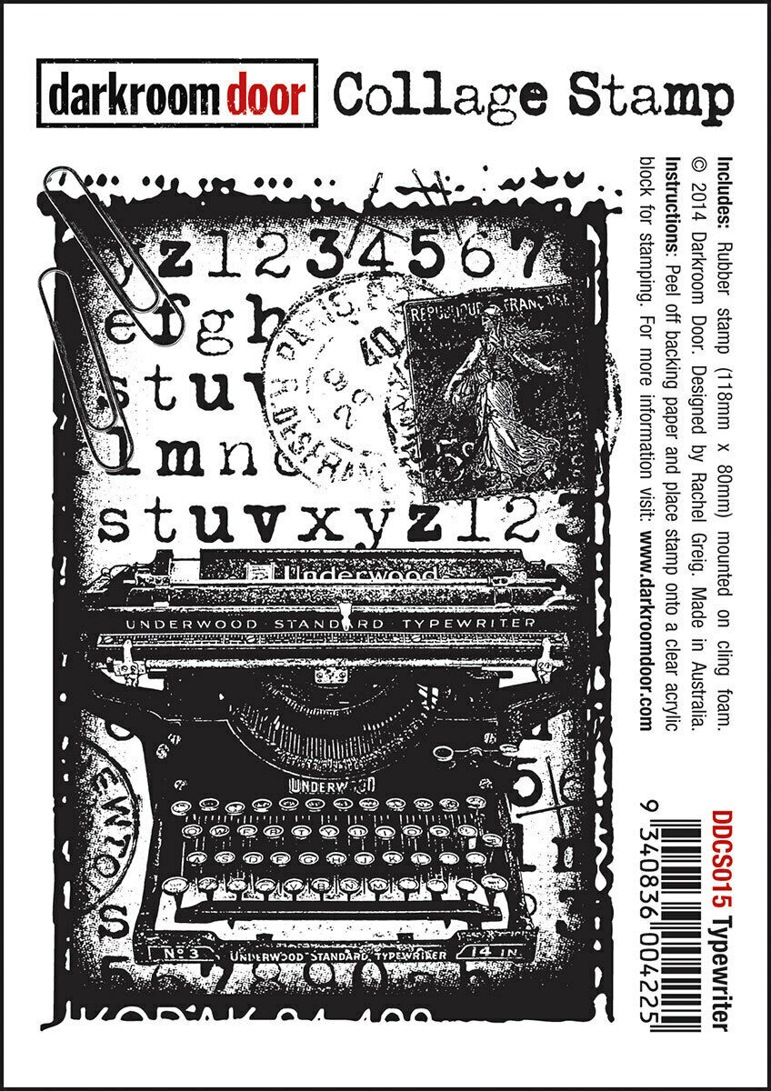 Darkroom Door Collage Rubber Stamp Typewriter 118mm x 80mm
