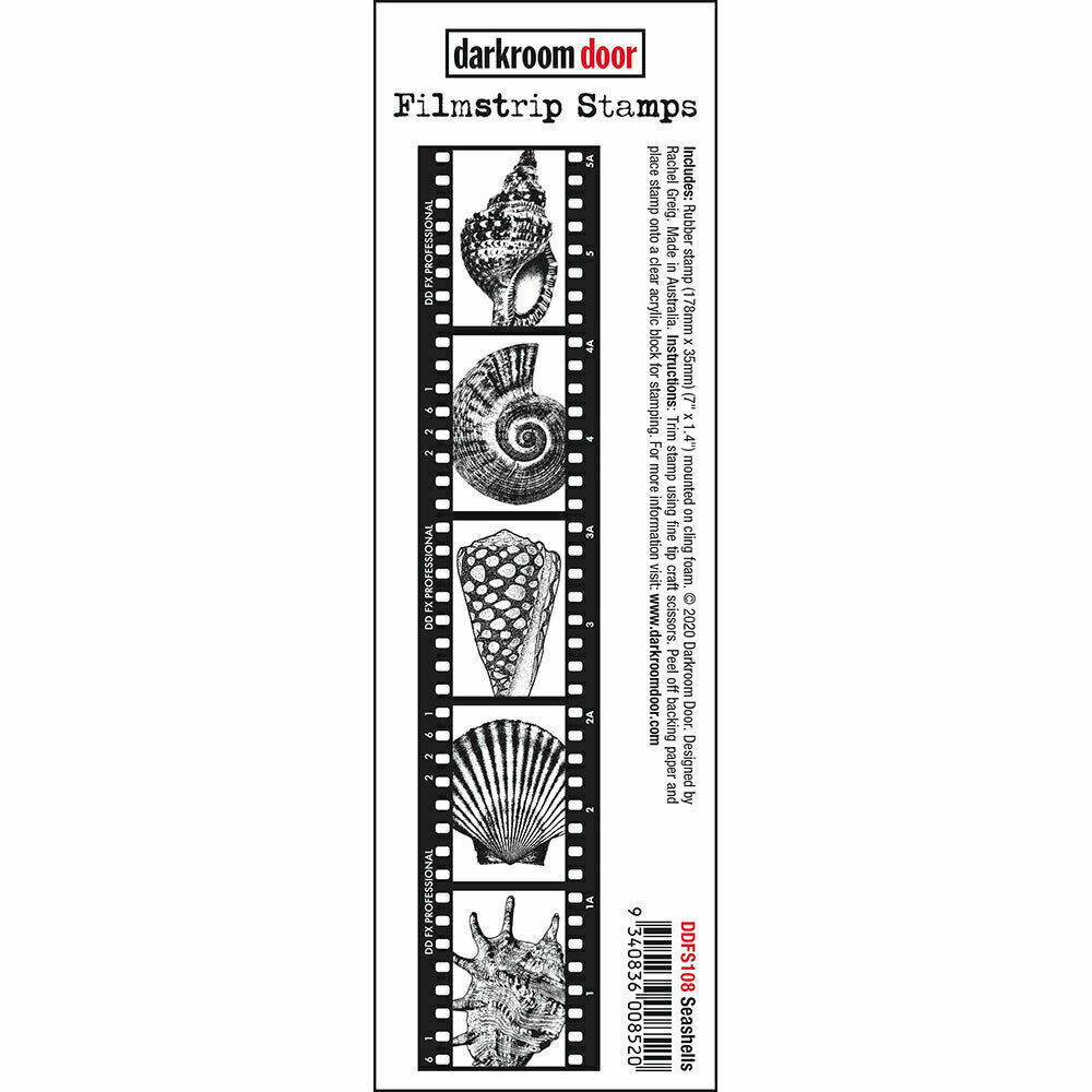 Darkroom Door Filmstrip Rubber Stamp Seashells 178mm x 35mm