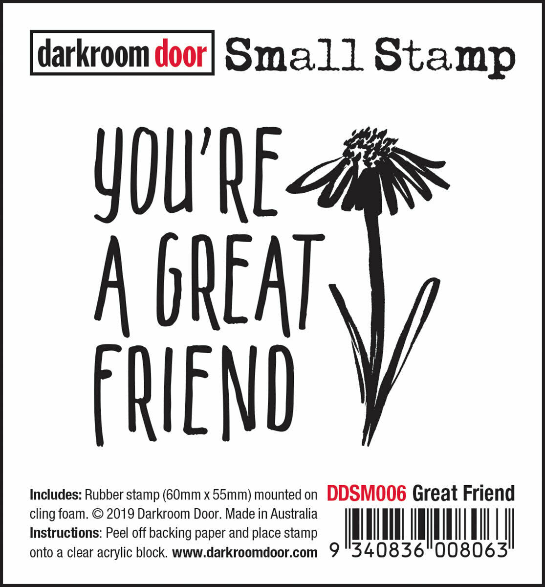 Darkroom Door Small Stamp Great Friend Rubber 55mm x 60mm