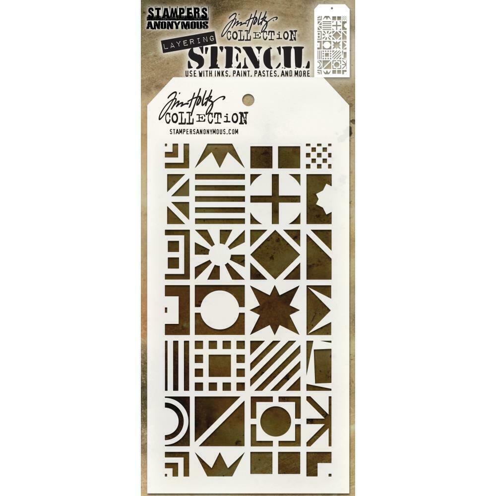 Tim Holtz Collection Layering Stencil Patchwork Cube 9cm x 17.5cm