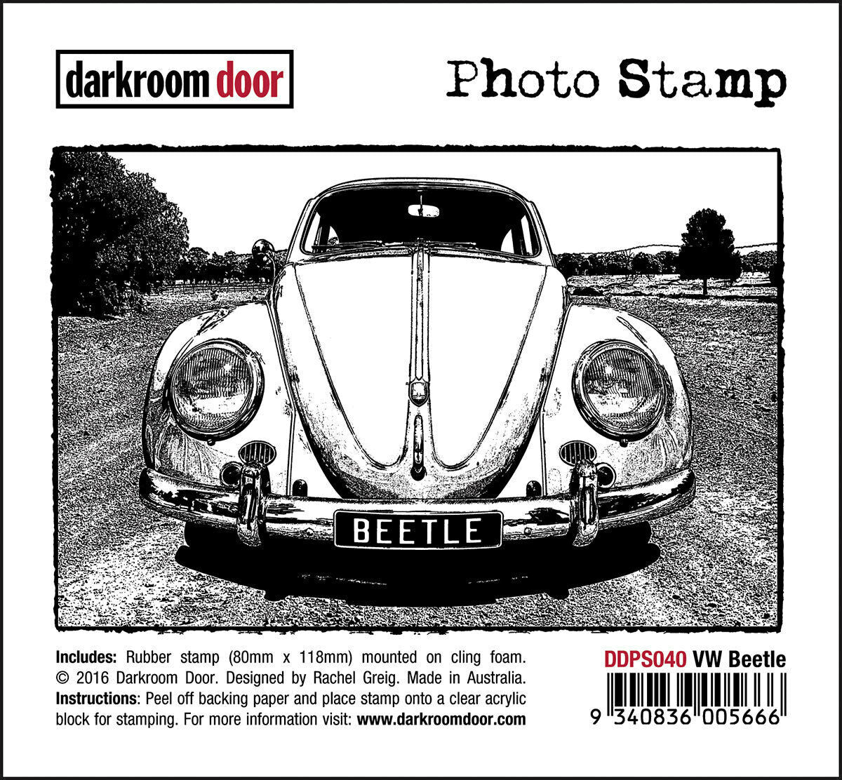 Darkroom Door Photo Rubber Stamp VW Beetle - 118mm x 80mm
