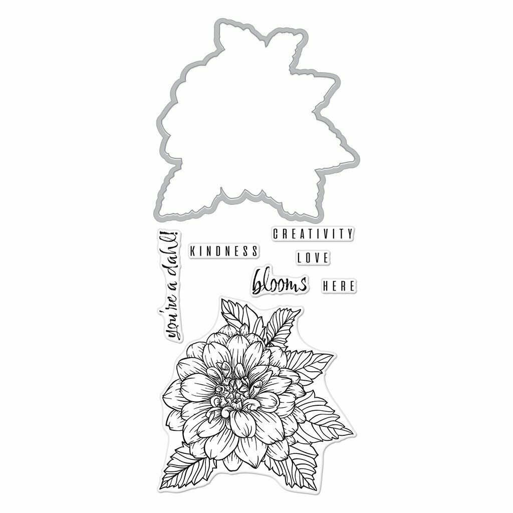 Hero Arts Dahlia Clear Stamps and Die Florals Stamp & Cut 7 Stamps 1 Dies