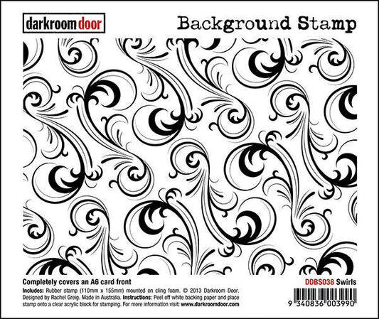 Darkroom Door Background Rubber Stamp Swirls 110mm x 155mm