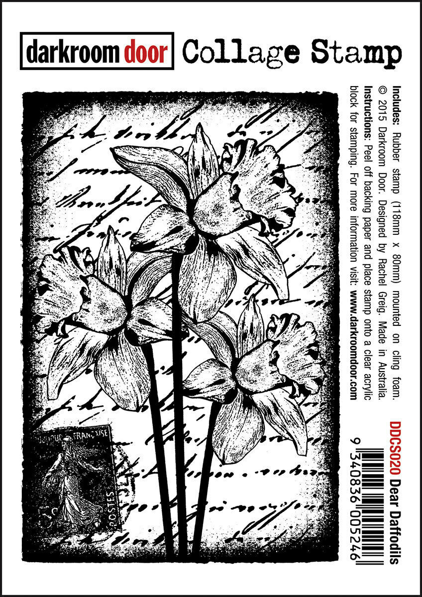 Darkroom Door Collage Rubber Stamp Dear Daffodils 118mm x 80mm
