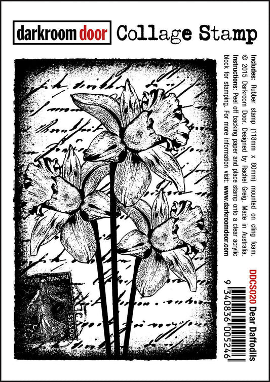 Darkroom Door Collage Rubber Stamp Dear Daffodils 118mm x 80mm