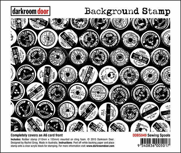 Darkroom Door Background Rubber Stamp Sewing Spools 110mm x 155mm