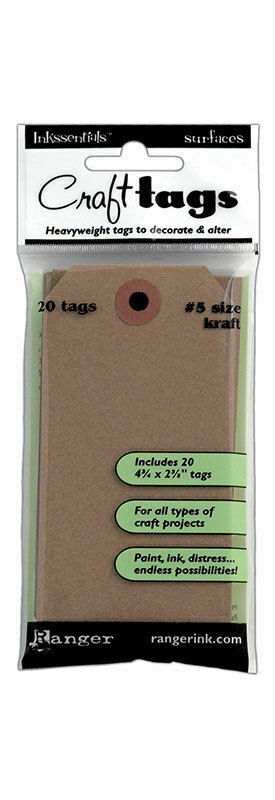 Ranger Craft Gift Tags #5 Size Kraft 20 Tags