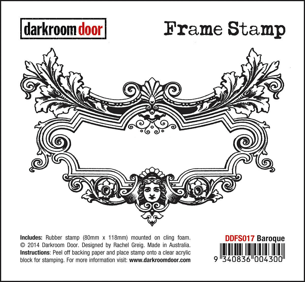 Darkroom Door Frame Baroque Rubber Stamp 80mm x 118mm