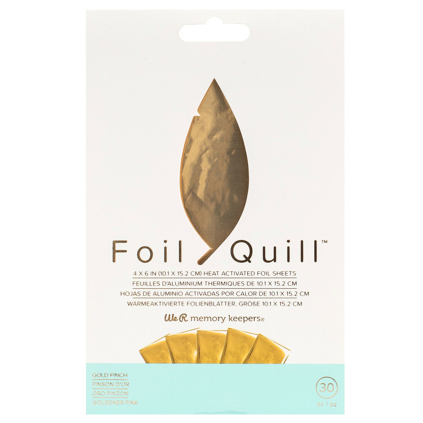 We R Memory Keepers Foil Quill Heat Activated Sheets Gold Finch 4" x 6" - 30pc